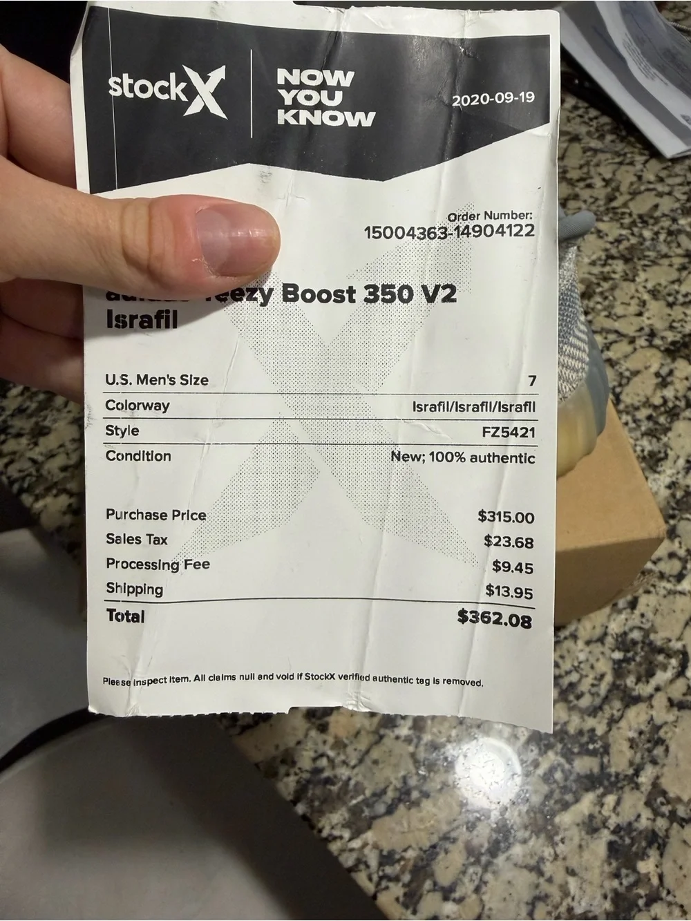 Yeezy Boost Israfi Size 7 men’s